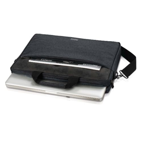 Hama Tayrona Laptop Bag, Up to 14.1", Padded Compartment, Spacious Front Pocket, Tablet Pocket, Trolley Strap, Dark Grey-2