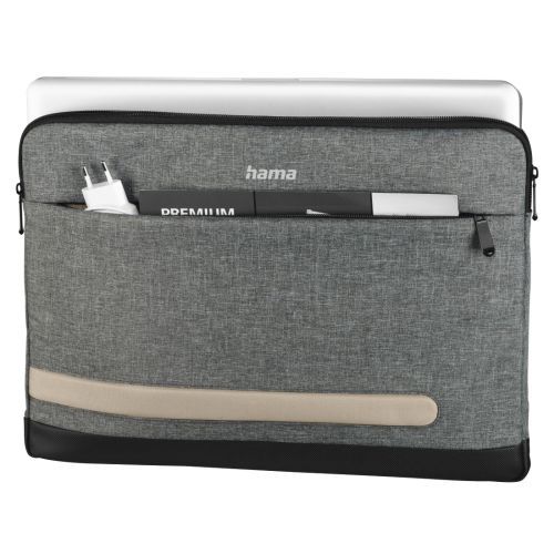Hama Terra Laptop Sleeve, Up to 13.3", Padded Compartment, Front Pocket, Grey-1