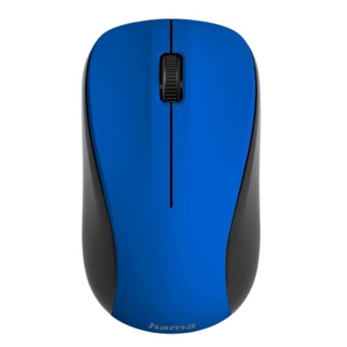 Hama MW-300 V2 Wireless Optical Mouse, 3 Buttons, Quiet, Ambidextrous, Blue/Black-0
