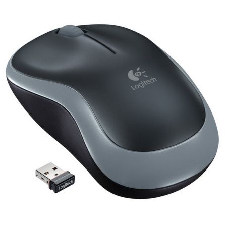 Logitech M185 Wireless Notebook Mouse, USB Nano Receiver, Black/Grey-0
