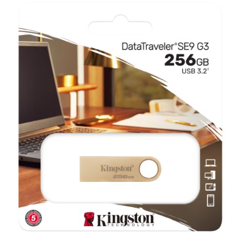 Kingston 256GB DataTraveler SE9 G3 Memory Pen, USB 3.2 Gen1 Type-A, Metal Gold Casing-2