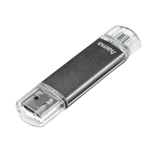 Hama Laeta Twin 16GB USB 2.0/Micro USB Memory Pen, OTG, Aluminium Casing, Grey-1