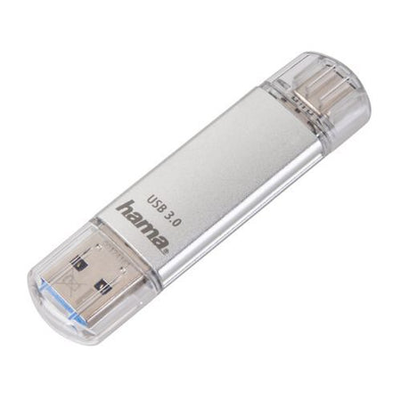Hama C-Laeta 64GB USB-A & USB-C Memory Pen, Metal Casing, OTG, 40MB/s, Silver-1