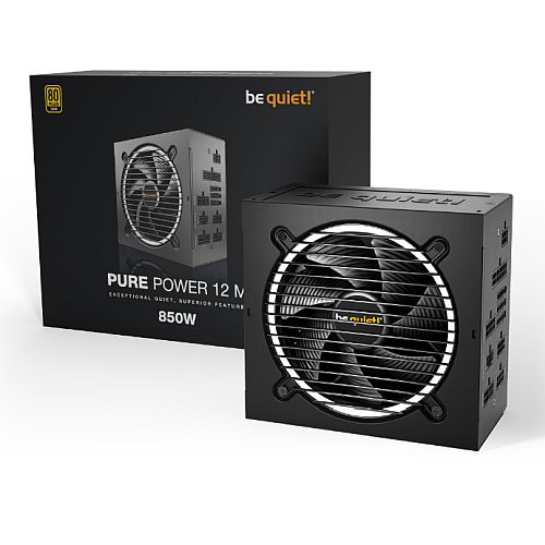 Be Quiet! 850W Pure Power 12 M PSU, Fully Modular, Rifle Bearing Fan, 80+ Gold, ATX 3.0, PCIe 5.0, Dual Rail-3