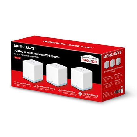 Mercusys (HALO H30 3-Pack) AC1200 Whole-Home Mesh Wi-Fi System, Dual Band, 2x 10/100 LAN on each Unit, AP Mode-2