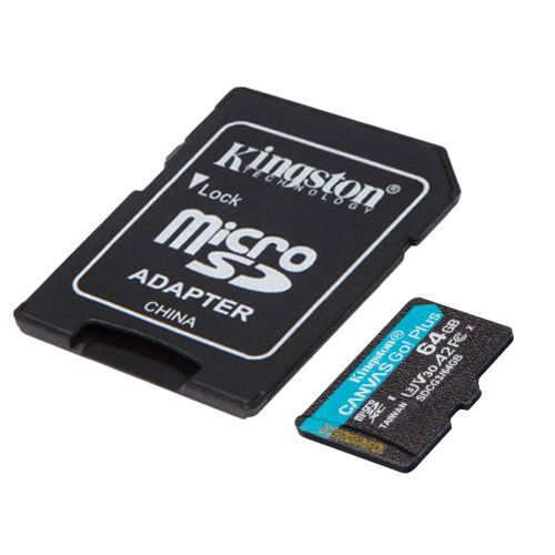 Kingston 64GB Canvas Go! Plus Micro SDXC Card with SD Adapter, UHS-I Class 10, U3, A2 App Performance, 170MB/s-1