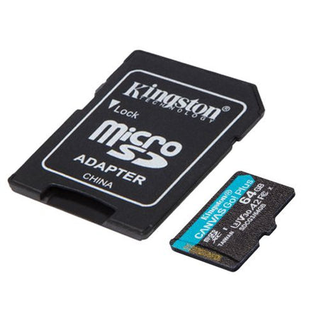 Kingston 64GB Canvas Go! Plus Micro SDXC Card with SD Adapter, UHS-I Class 10, U3, A2 App Performance, 170MB/s-1