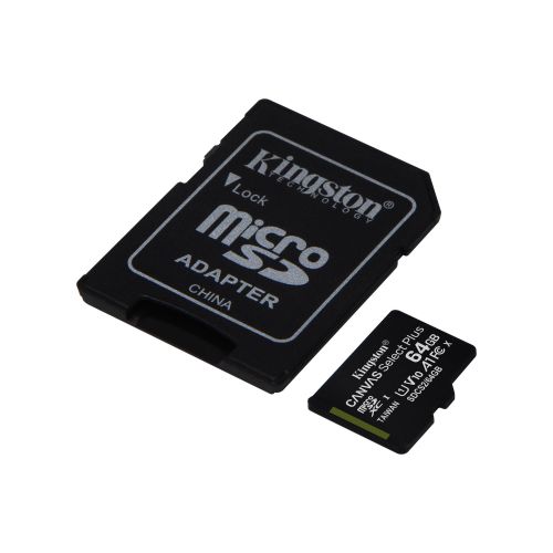 Kingston 64GB Canvas Select Plus Micro SDXC Card with SD Adapter, UHS-I Class 10,U1, A1 App Performance, 100MB/s-1