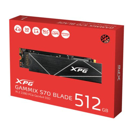 ADATA 512GB XPG GAMMIX S70 Blade M.2 NVMe SSD, M.2 2280, PCIe 4.0, 3D NAND, R/W 7400/2600 MB/s, 425K/510K IOPS-1