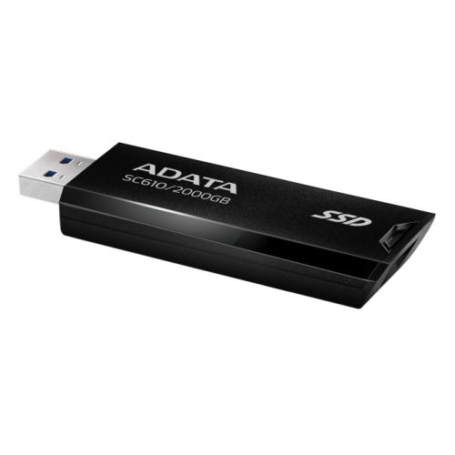 Adata SC610 2TB Pocket Size External SSD, USB 3.2 Gen2 Type-A, Capless Retractable Design, Key Ring-2