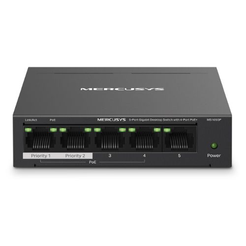 Mercusys (MS105GP) 5-Port Gigabit Desktop Switch with 4-Port PoE+, Steel Case-0