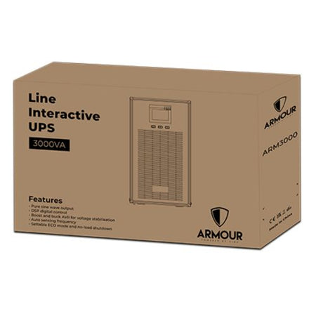 Armour 3000VA UPS, 2400W, LCD Display, 2x UK Plug, 2x RJ45, 3x IEC, USB, Brown Box-3