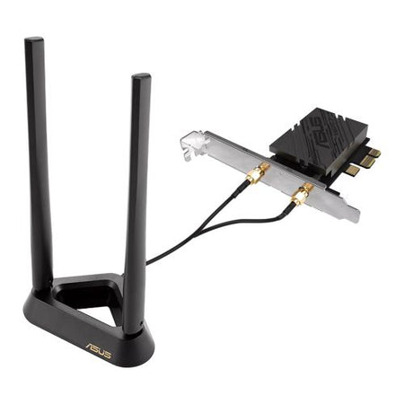 Asus (PCE-BE92BT) BE9400 Wi-Fi 7 Tri-Band PCI Express Adapter, Bluetooth 5.4, WPA3, External Base/Antennas-1