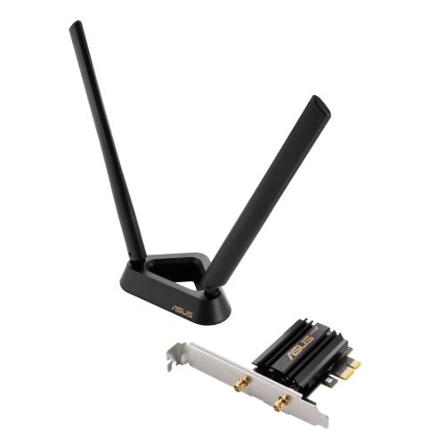 Asus (PCE-AXE59BT) AXE5400 Wi-Fi 6E Tri-Band PCI Express Adapter, Bluetooth 5.2, OFDMA & MU-MIMO, External Base-0