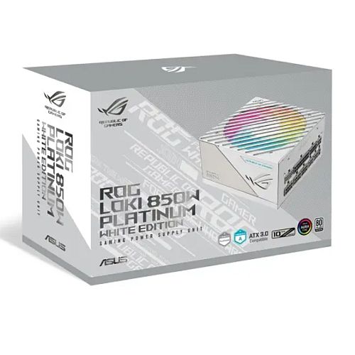 Asus 850W ROG LOKI SFX-L Platinum White Edition PSU, Small Form Factor, Fully Modular, 80+ Platinum, 0dB Fan Button, RGB, ATX-to- SFX Bracket - X-Case UK T/A ROG
